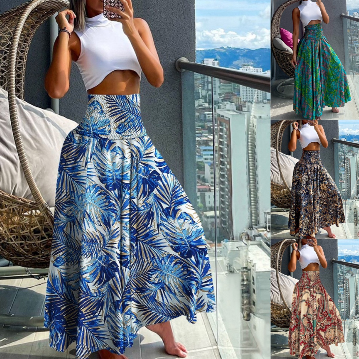 [Buy 1 get 1] 2024 νέα ανοιξιάτικη και καλοκαιρινή casual φούστα floral φούστα