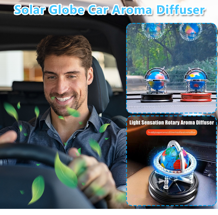 Ornament solar de glob pentru mașini, transformat de lumina soarelui, parfum de lungă durată