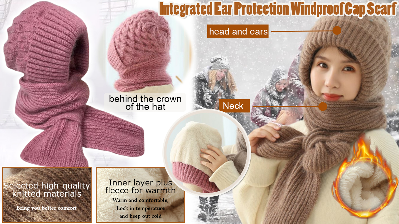 Glugă și eșarfă de protecție pentru urechi, all-in-one, groase și moale