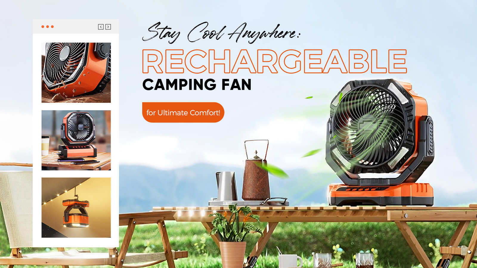 SAKER® Rechargeable Camping Fan