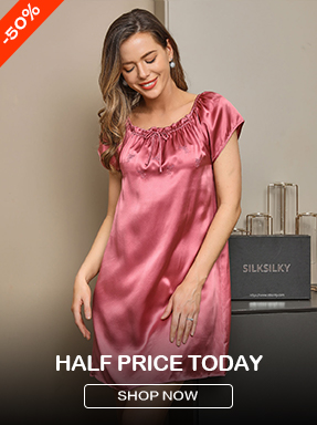 Image of Pure Silk Solid Color Cute Nightgown